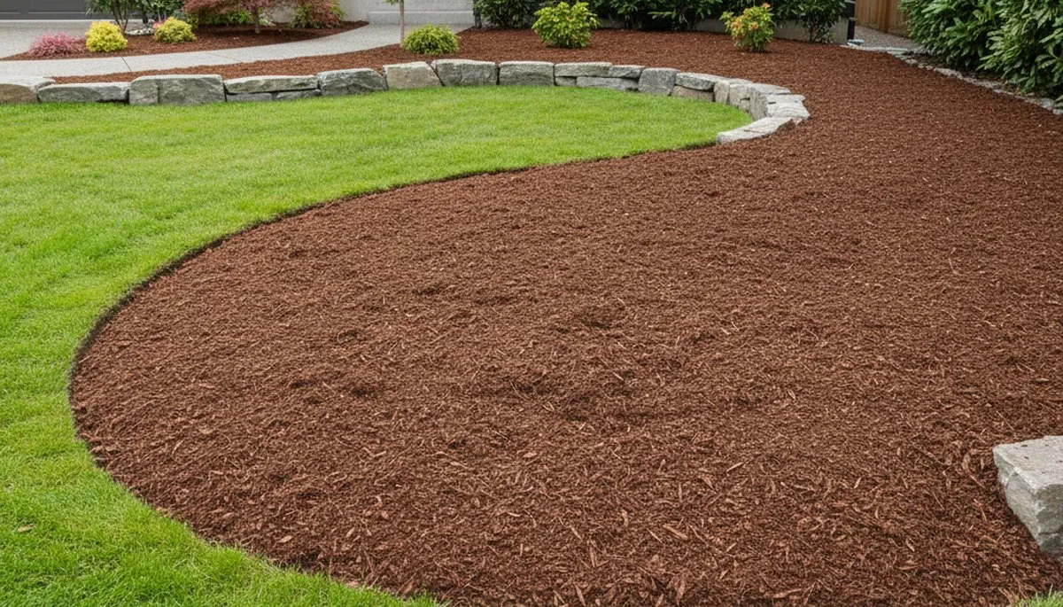 Fresh mulch and clean landscape bed edging by Chop Chop Landscaping in Seattle, WA