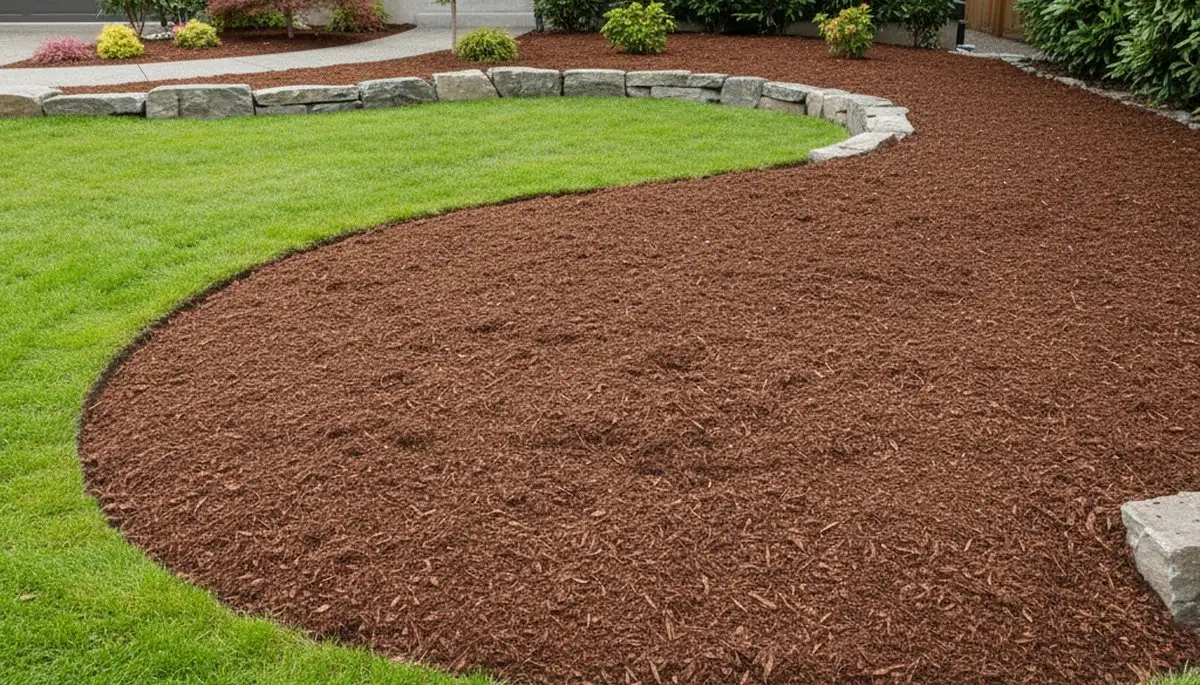 Fresh mulch and clean landscape bed edging by Chop Chop Landscaping in Seattle, WA
