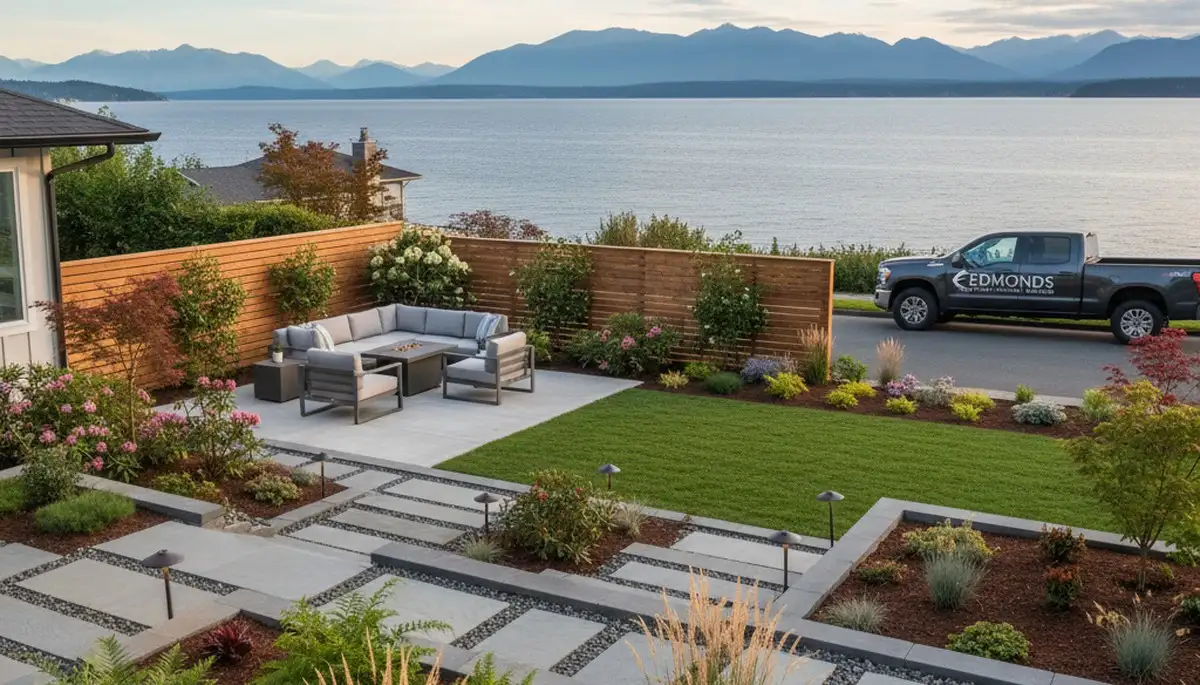 Seattle, WA landscaping team preparing a residential yard for professional maintenance