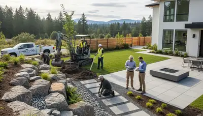 Landscaping crew providing Seattle, WA landscape maintenance and outdoor property care
