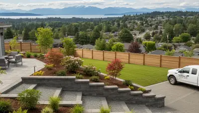 Landscaping crew in Seattle, WA providing professional yard maintenance service