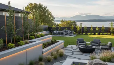 Seattle, WA landscaping crew maintaining a commercial property with professional outdoor care services