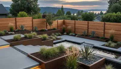 Seattle, WA landscaping crew maintaining a residential yard with professional lawn care services