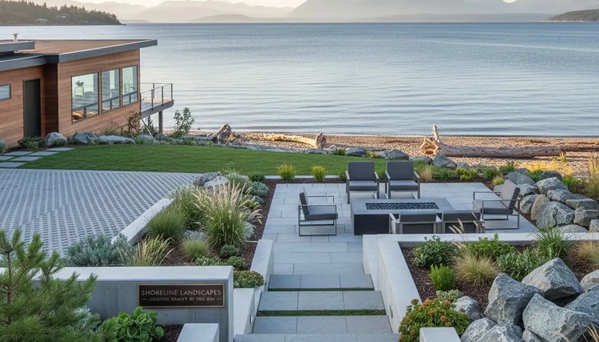 Seattle, WA landscaping service crew maintaining a residential yard with professional outdoor care