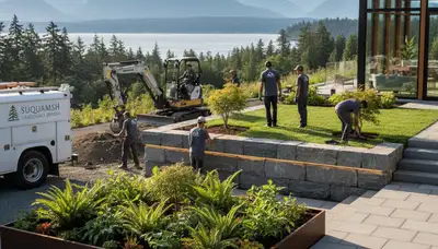 Seattle, WA landscaping crew providing professional yard maintenance and landscape services